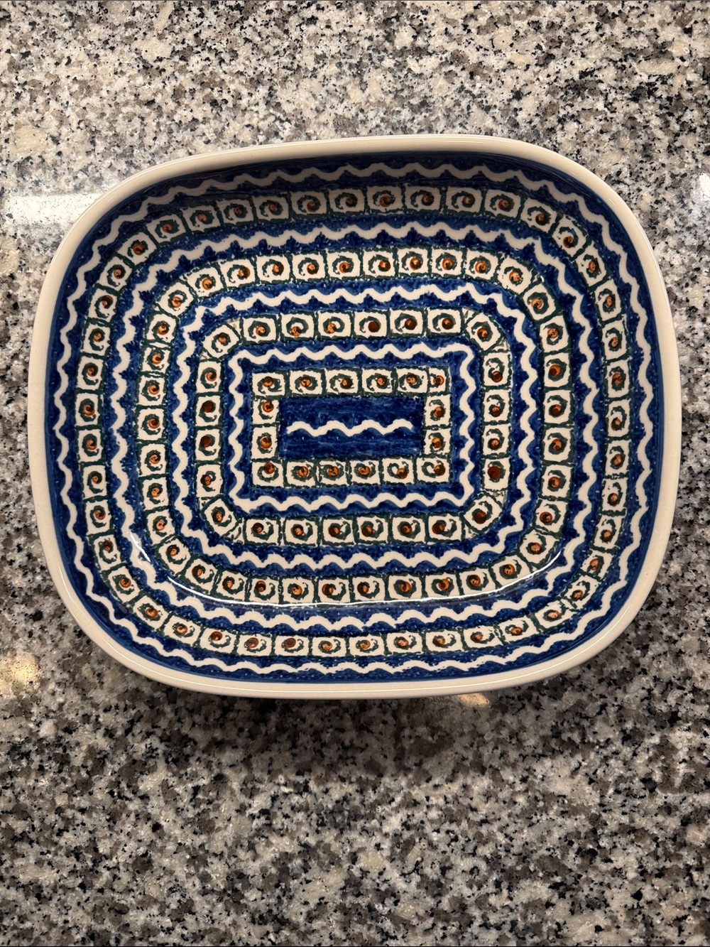 Poland Hand-Painted Ceramic Serving Bowl in Blue and White